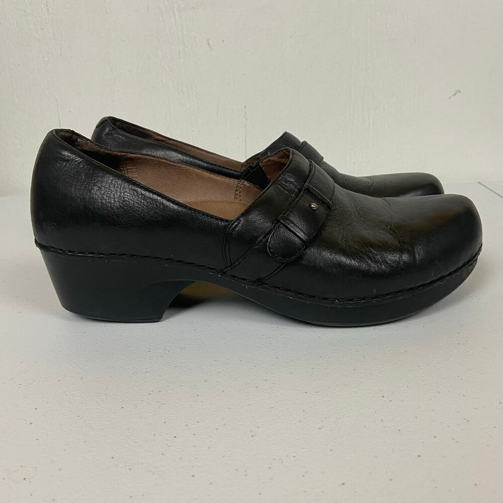 Dansko Black Leather Walking Slip On Clog Shoes Size 41 Women's 10